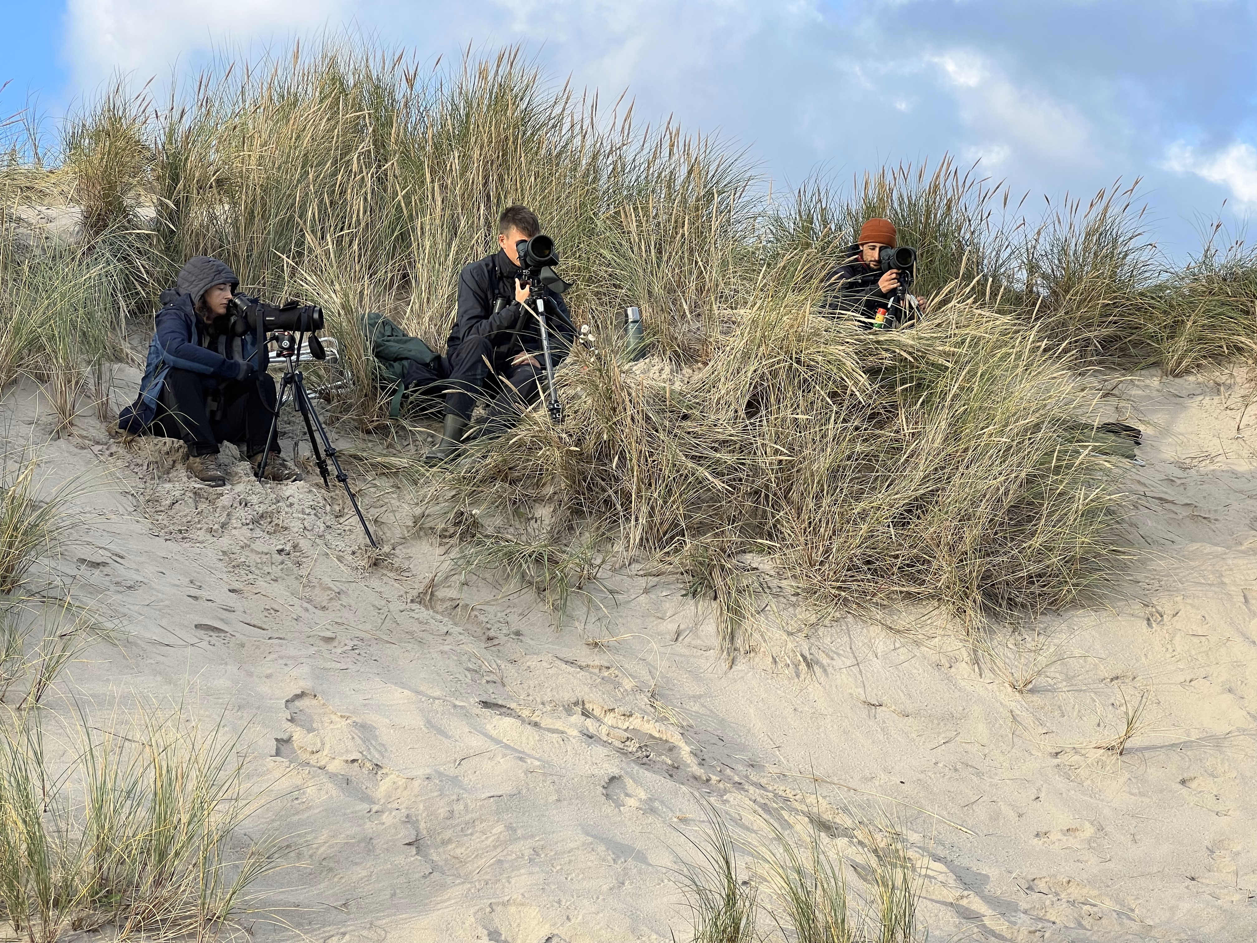 Emma Farge Ragnar Smith and Augustin Stickel observing at Worlds End September 25 2024 Soren Leth Nissen 1